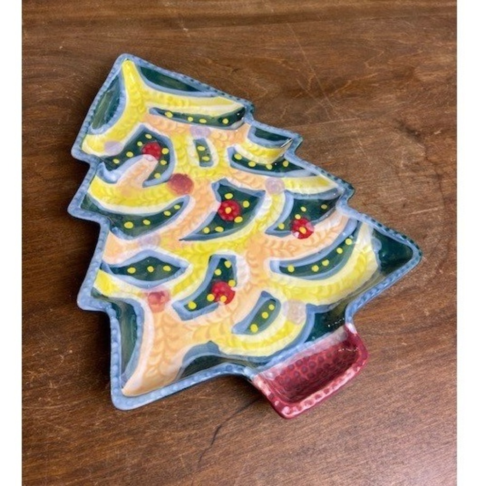 Anthropologie Nathalie Lete Angele Christmas Tree Platter Stoneware Serving Dish